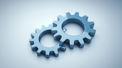 A simple icon of two gears interlocking, symbolizing collaboration and teamwork.