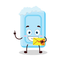 cute happy expression of soap cartoon character bring envelope letter