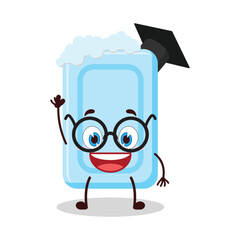 cute graduation college student expression of soap cartoon character