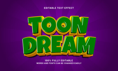 toon dream editable text effects with a cartoon and kids theme