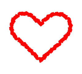 クレヨンで描いたような赤いハートのフレーム