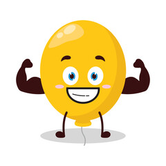 cute masculine healthy athlete expression of yellow balloon cartoon character