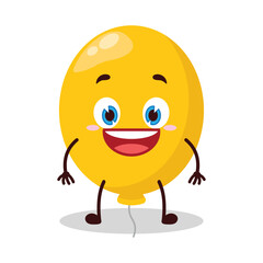 cute happy expression of yellow balloon cartoon character