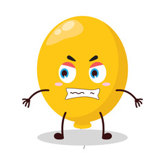 cute angry expression of yellow balloon cartoon character