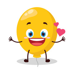 cute fall in love expression of yellow balloon cartoon character