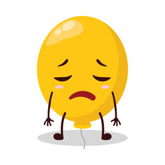 cute tired expression of yellow balloon cartoon character