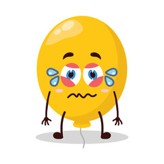 cute upset expression of yellow balloon cartoon character