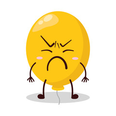 cute annoyed expression of yellow balloon cartoon character