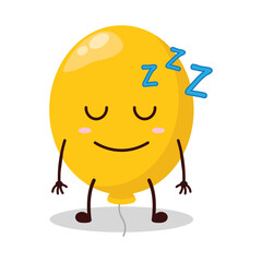 cute sleep expression of yellow balloon cartoon character