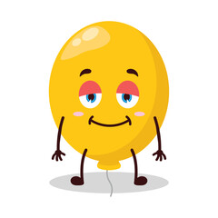 cute lazy expression of yellow balloon cartoon character