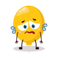 cute depressed expression of yellow balloon cartoon character