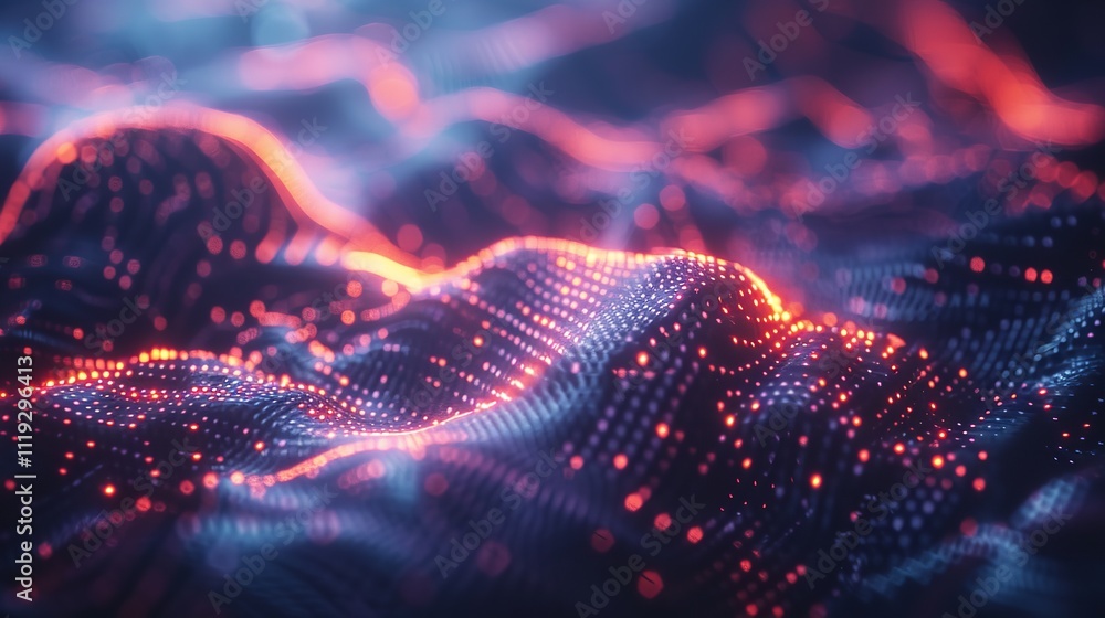 Poster abstract background with a network grid and particles connected