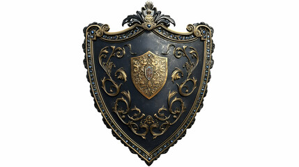 Fototapeta premium A decorative shield featuring intricate designs and embellishments, symbolizing protection.