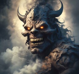 Fototapeta premium Illustration of demonic face.