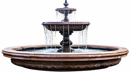 A decorative fountain with flowing water, enhancing a serene outdoor space.