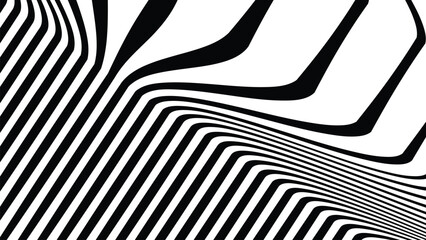 Black and white stripes with liquify lines abstract background for backdrop or fabric style