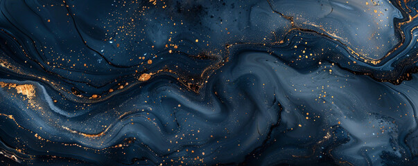 Abstract blue marble backdrop featuring rich navy tones with subtle gold flecks, creating a luxurious and contemporary feel in HD clarity.