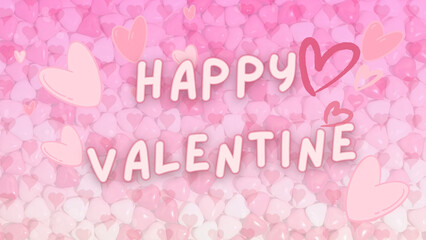 Happy Pink Heart Valentines, illustration gift card cover illustration 