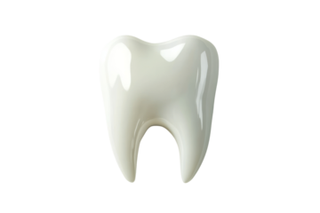 Shiny, Healthy Tooth: A gleaming white tooth, isolated against a white background, symbolizes dental hygiene, oral care, and healthy smiles.  