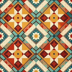 Rustic modern geometric colorful floor tile