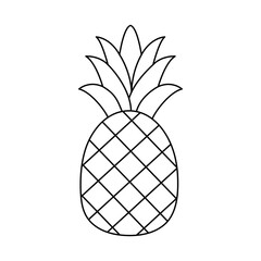 Fototapeta premium Pineapple line icon. Simple drawing of whole pineapple. Outline clipart fruit