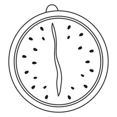 Watermelon half in line drawing in a clean, minimalist style. Watermelon icon