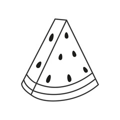 Fresh and minimal watermelon slice in line art style. Outline watermelon segment