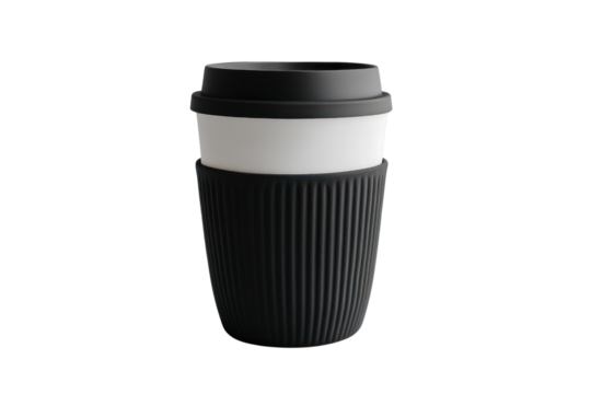 Portable coffee cup for travel, spill-proof and insulated for the perfect brew on the go isolated on transparent and white background.PNG image