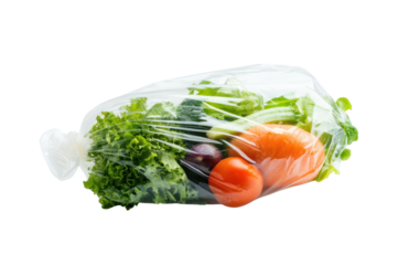 Plastic wrap for food preservation, keeping products fresh longer, isolated on transparent and white background.PNG image	