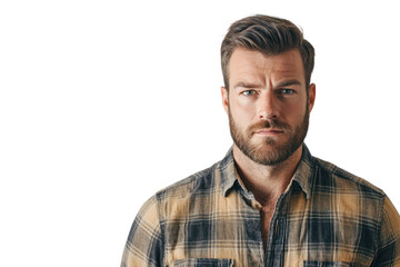 Obraz premium Handsome man portrait in studio, confident expression, well-groomed and stylish,isolated on transparent and white background.PNG image