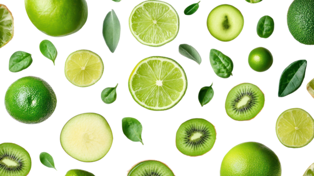 Zesty Citrus Burst: A vibrant and refreshing pattern of limes, kiwi, and leaves. Perfect for adding a touch of zesty freshness to your designs. 