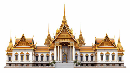 Fototapeta premium Ornate temple structure with golden spires and intricate architectural details.