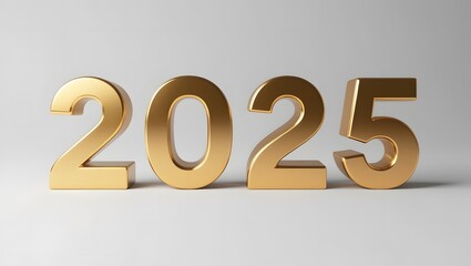 Happy New Year 2025, Beautiful 2025 Numbers Made of Luxury Golden on a White Background. High Quality Image for Websites, Backgrounds, Posters, and More.