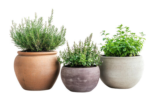 Fototapeta Large garden pots with outdoor plants, adding greenery to patios and terraces isolated on transparent and white background.PNG image 