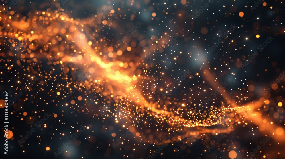 Poster abstract background with a network grid and particles connected