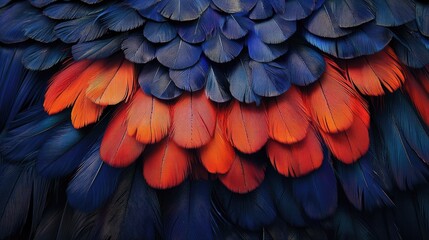Obraz premium Vibrant Blue and Orange Feather Texture Background Close Up