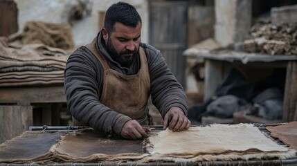 Traditional Tanning Process in Artisan Workshop
