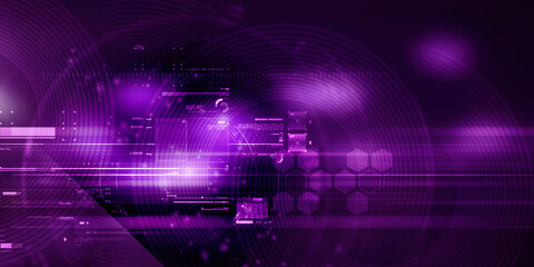 2d illustration Abstract futuristic electronic circuit technology background