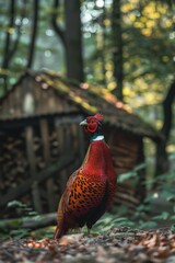 Fototapeta premium A red pheasant in the forest