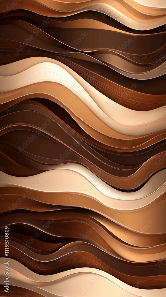 Poster mocha mousse colored abstract layered waves background flowing smoothly