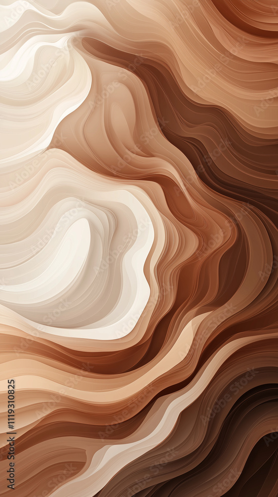Aufkleber mocha mousse colored abstract layered waves background flowing smoothly