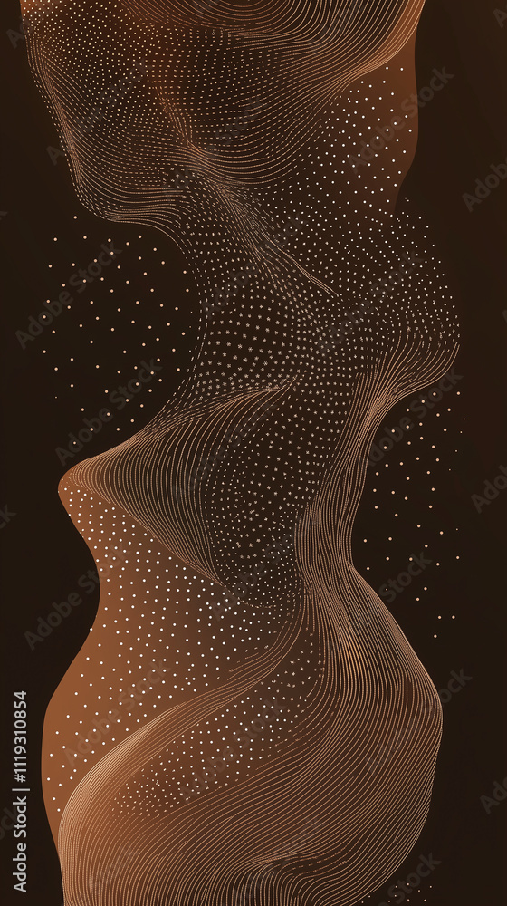 Poster mocha mousse colored abstract layered waves background flowing smoothly