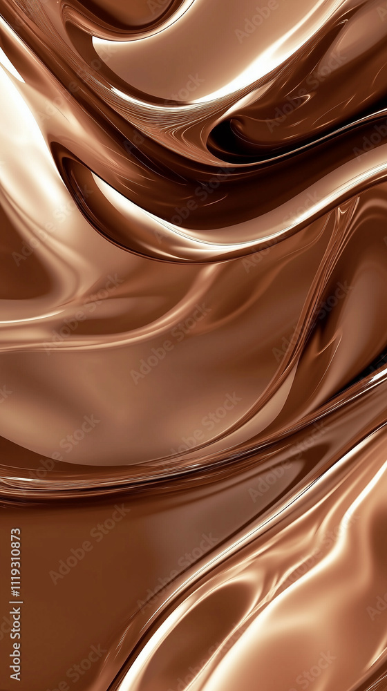 Poster mocha mousse colored abstract layered waves background flowing smoothly