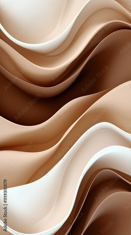 Aufkleber mocha mousse colored abstract layered waves background flowing smoothly