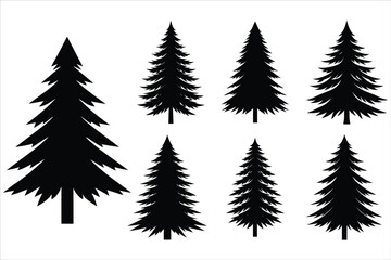 Naklejka premium Black Pine Tree Vector Silhouette for Nature Art 
