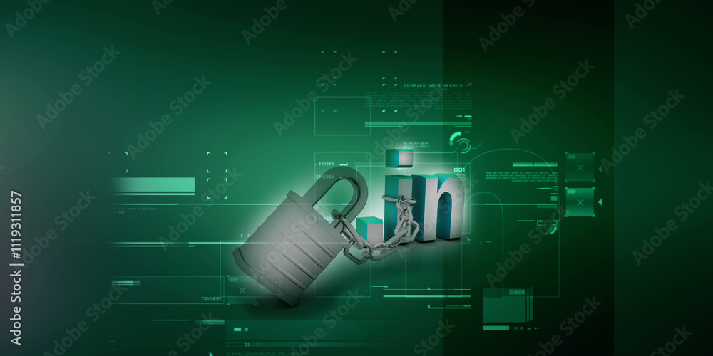 Poster 3d rendering globe with dot in protected lock