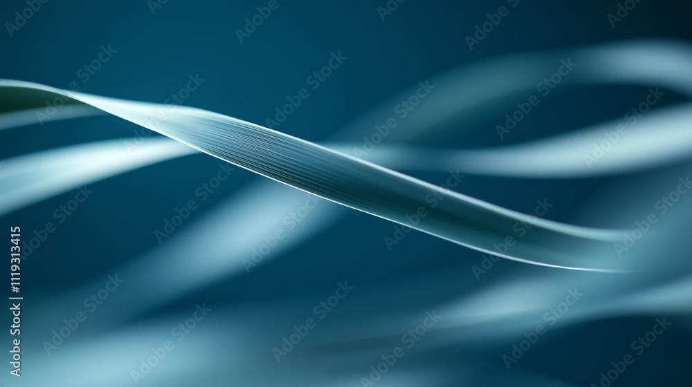 Poster fluid movement of translucent strands under soft blue light creates a serene atmosphere in abstract 