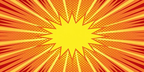 Fototapeta premium Dynamic Comic Book Style Burst Background with Sun Rays and Halftone Dots