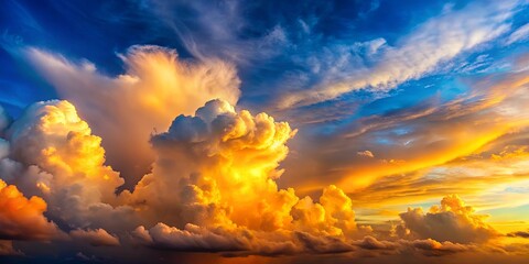 Golden Hour Cumulus Cloudscape A Dramatic Celestial Display