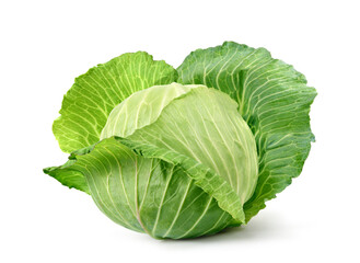 Fresh cabbage isolated on white background. Clipping path.